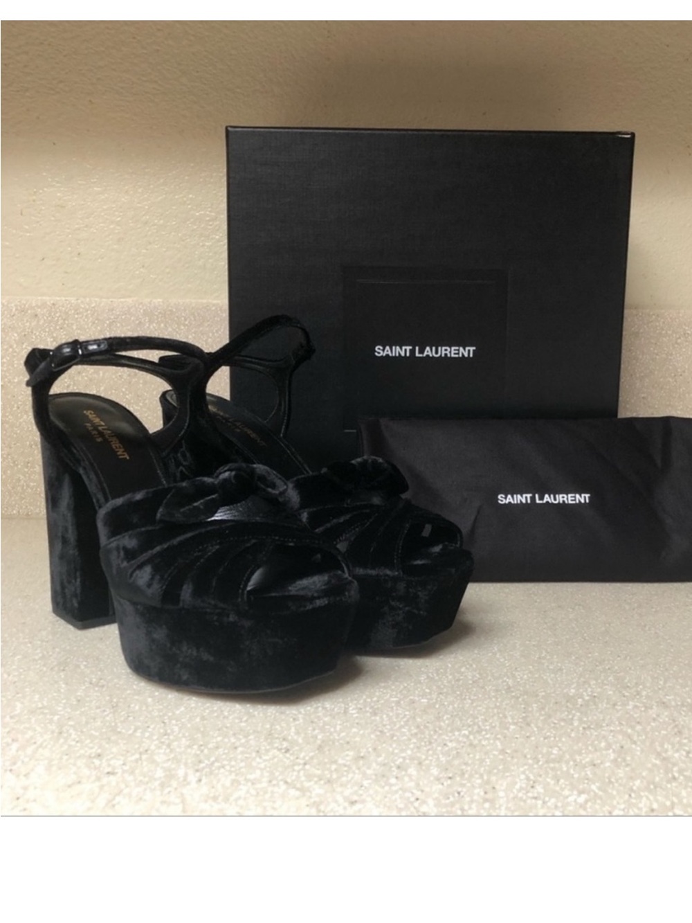 Saint Laurent velvet heel sandals